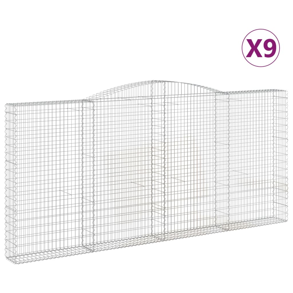 vidaXL kaarekujulised gabioonkorvid 9 tk, 400 x 30 x 180/200 cm, raud