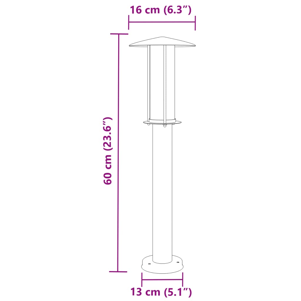 vidaXL õue lambipost, must, 60 cm, roostevaba teras