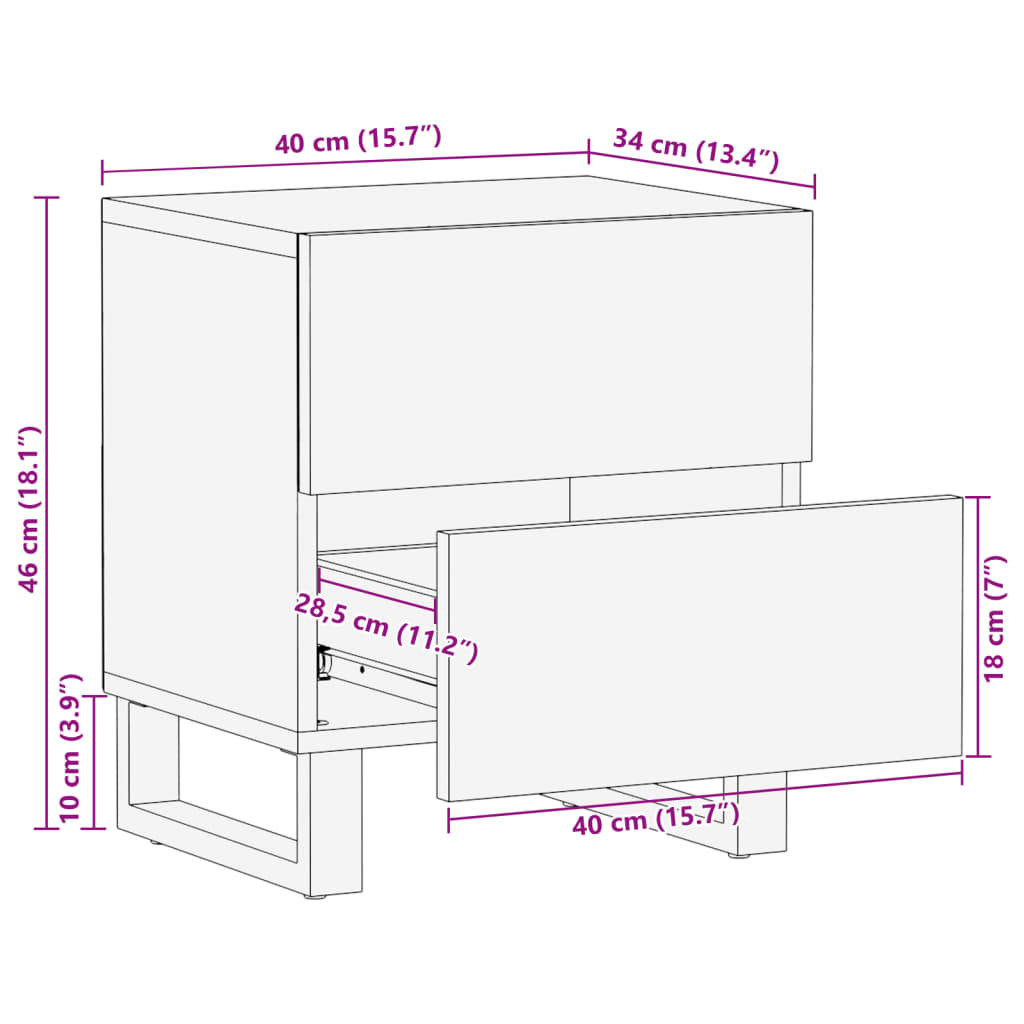 vidaXL öökapid 2 tk, 40 x 34 x 46 cm, pleegitatud mangopuit