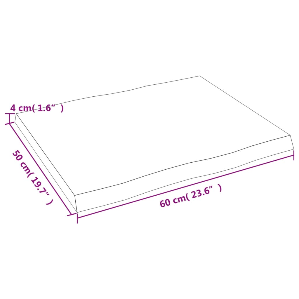 vidaXL lauaplaat, tumepruun, 60 x 50 x (2-4) cm, töödeldud täispuit