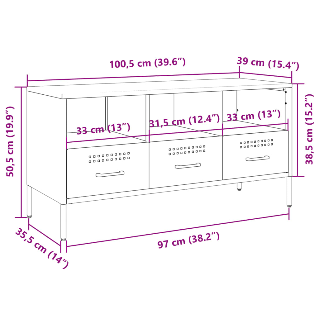 vidaXL telerikapp, oliiviroheline 100,5x39x50,5 cm külmvaltsitud teras