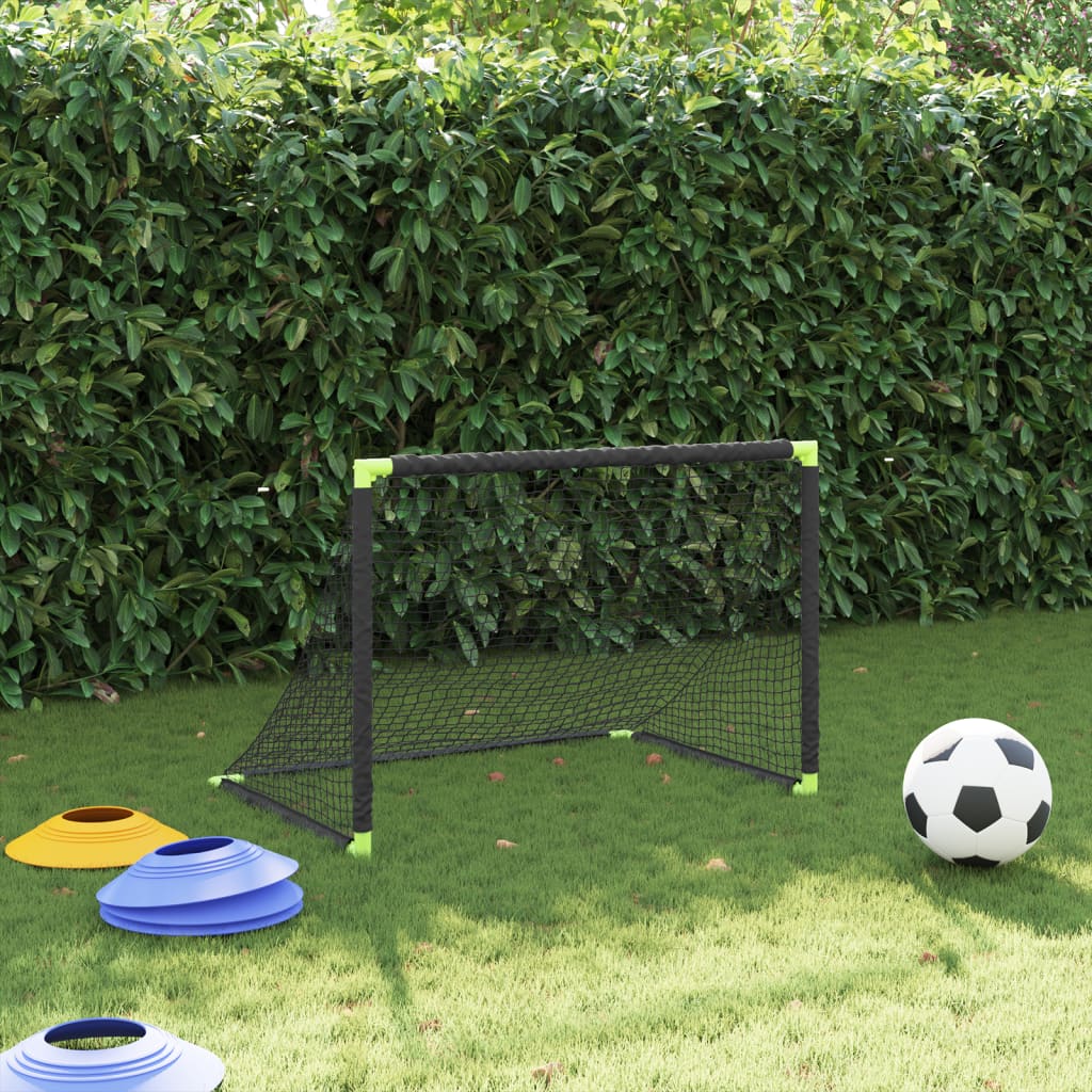 vidaXL kokkupandav laste jalgpallivärav, must, 90 x 64 x 64 cm