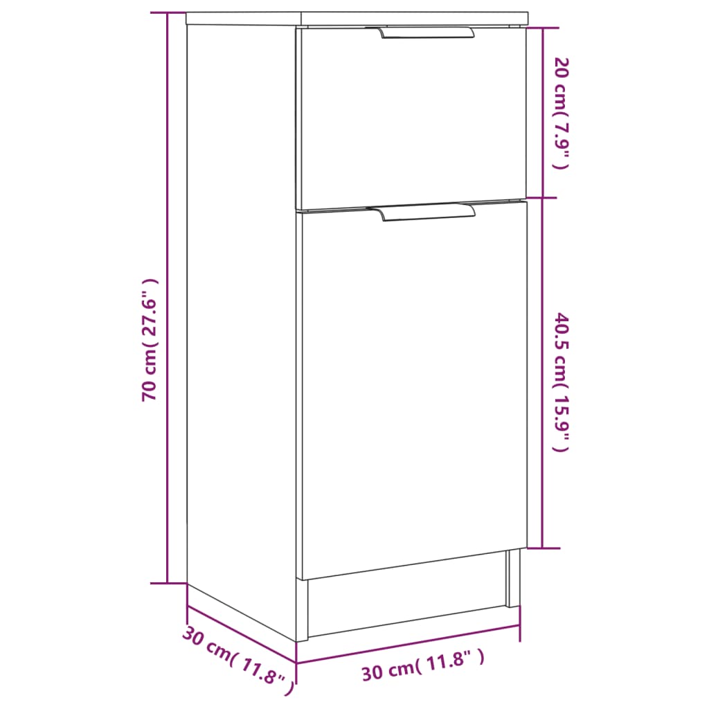 vidaXL puhvetkapp, hall Sonoma tamm, 30 x 30 x 70 cm, tehispuit