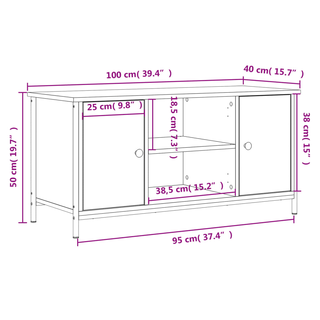 vidaXL telerikapp, pruun tamm, 100x40x50 cm, tehispuit