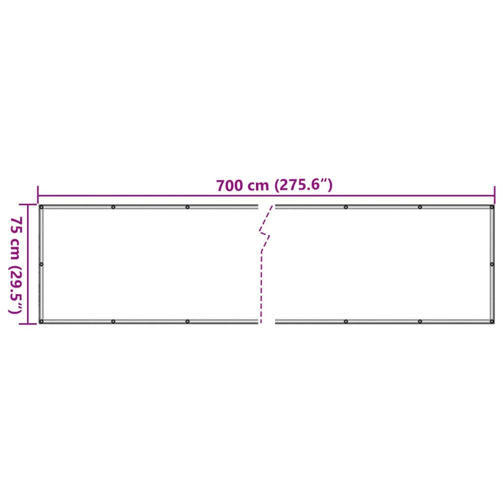 vidaXL rõdu privaatsuskate, hall, 700x75 cm, PVC