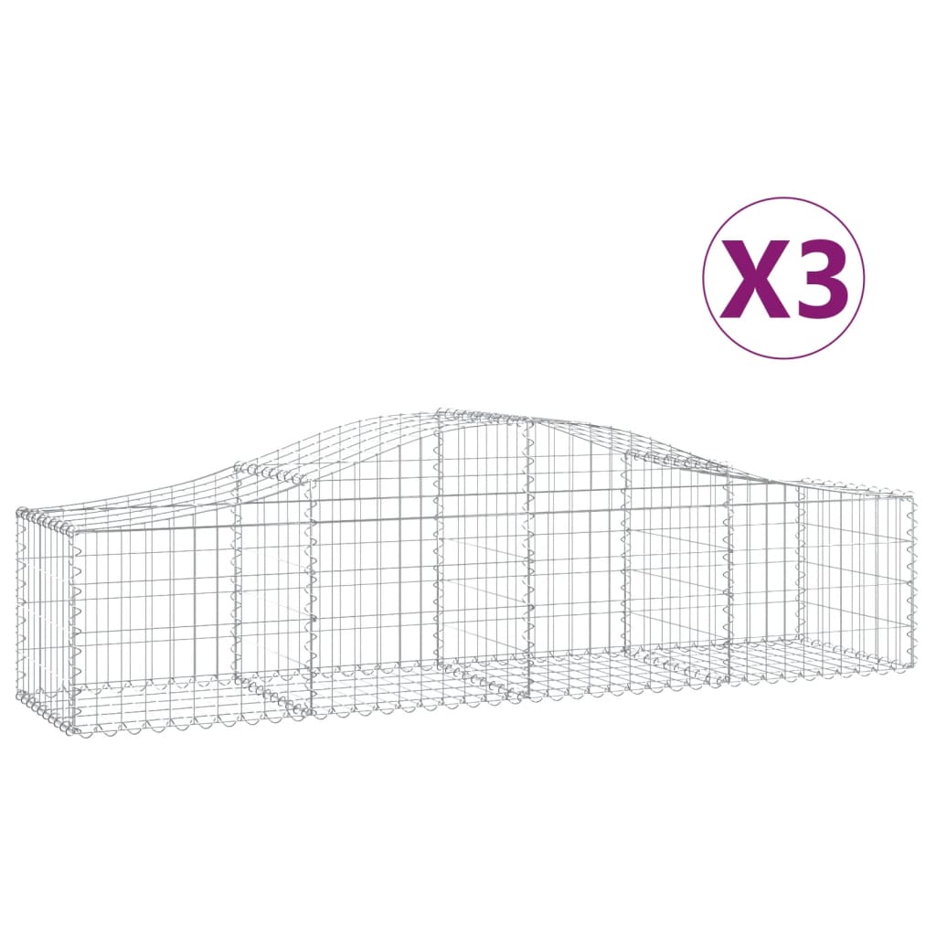 vidaXL kaarekujulised gabioonkorvid 3 tk, 200x50x40/60 cm, raud