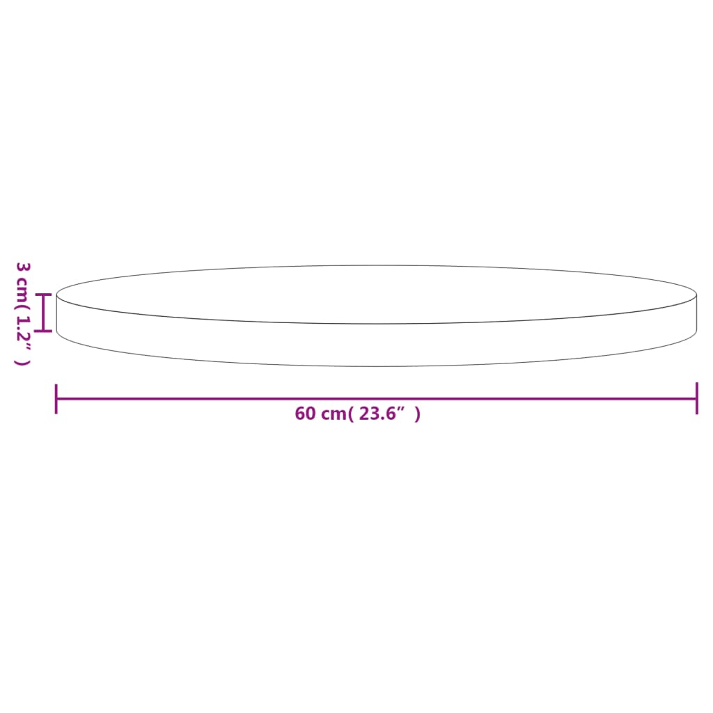 vidaXL lauaplaat, ümmargune, must, Ø 60 x 3 cm, männipuit