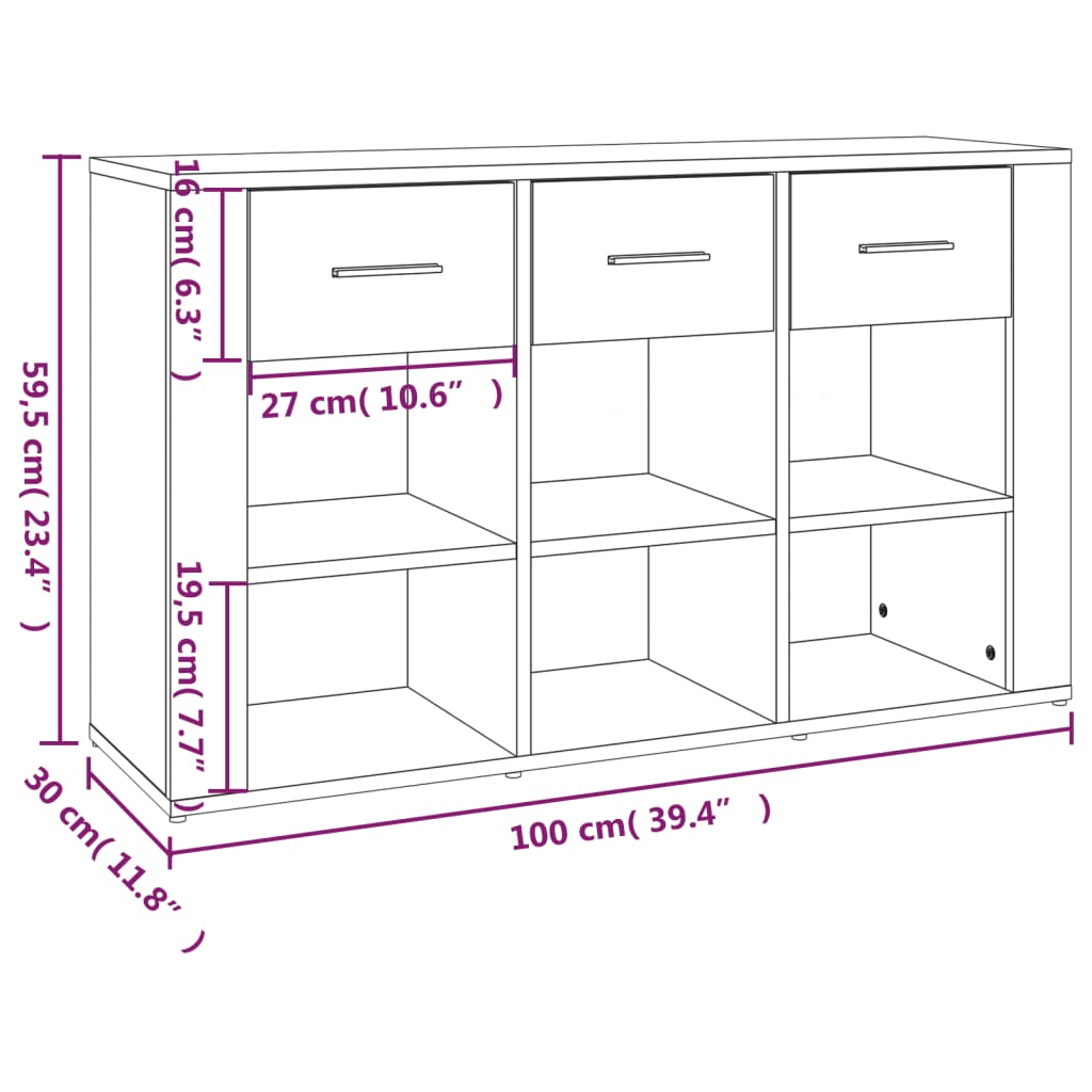 vidaXL puhvetkapp, must, 100 x 30 x 59,5 cm, tehispuit