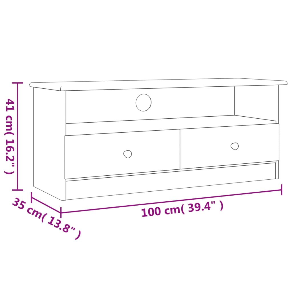 vidaXL telerikapp sahtlitega "ALTA" valge 100 x 35 x 41 cm, männipuit