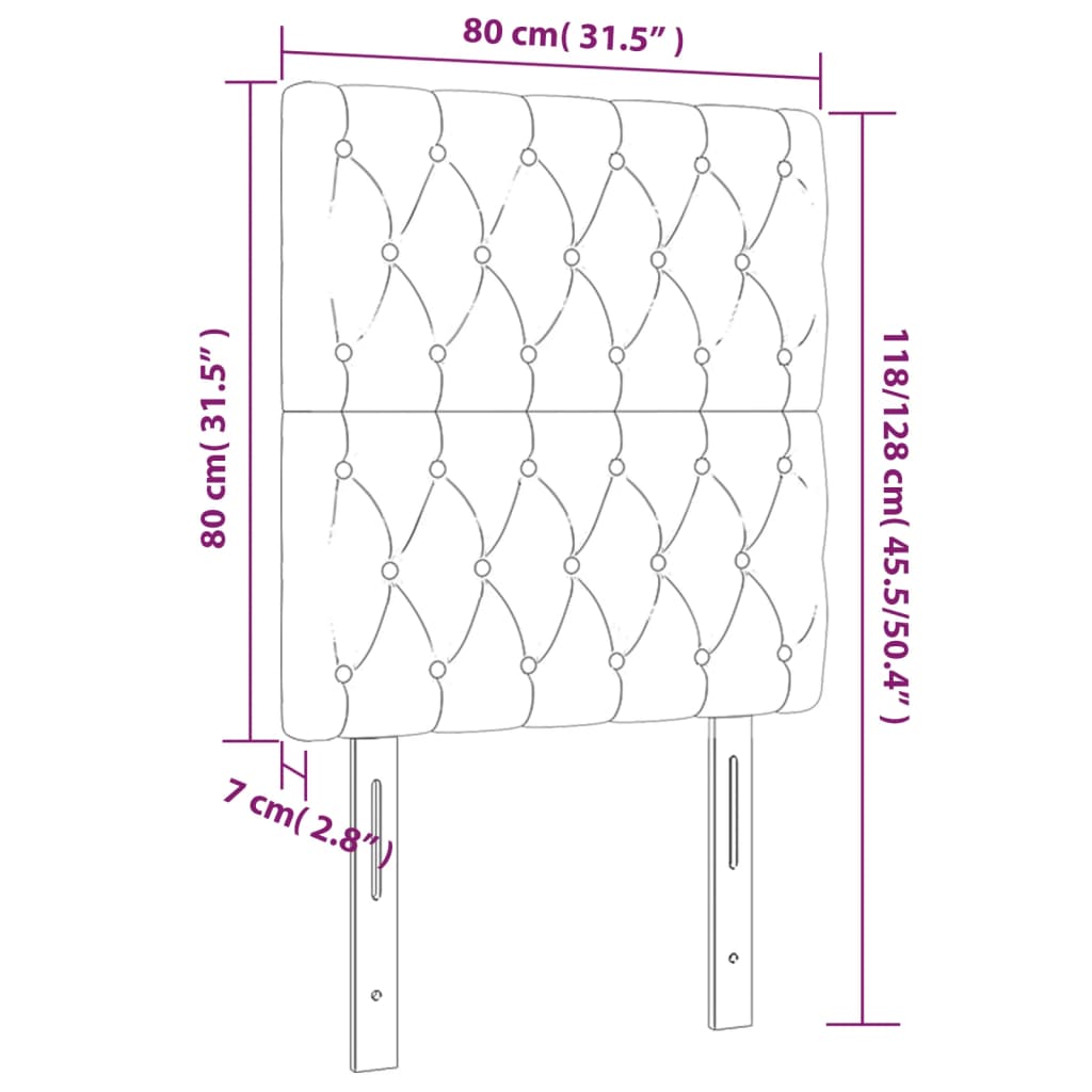 vidaXL LED-voodipeats, helehall, 80x7x118/128 cm, kangas