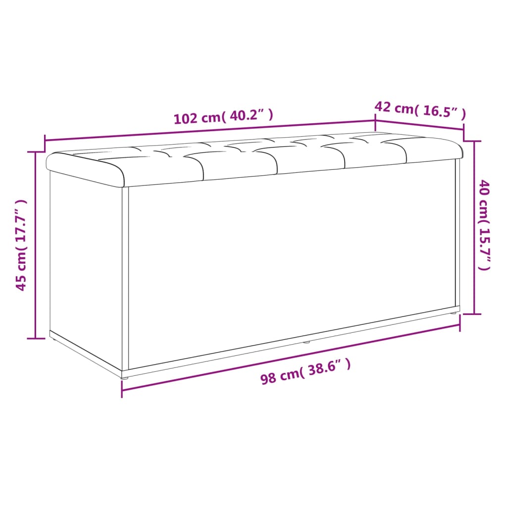 vidaXL hoiupink, pruun tamm, 102 x 42 x 45 cm, tehispuit