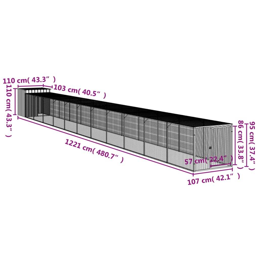 vidaXL kanapuur aedikuga, helehall, 110x1221x110 cm, tsingitud teras