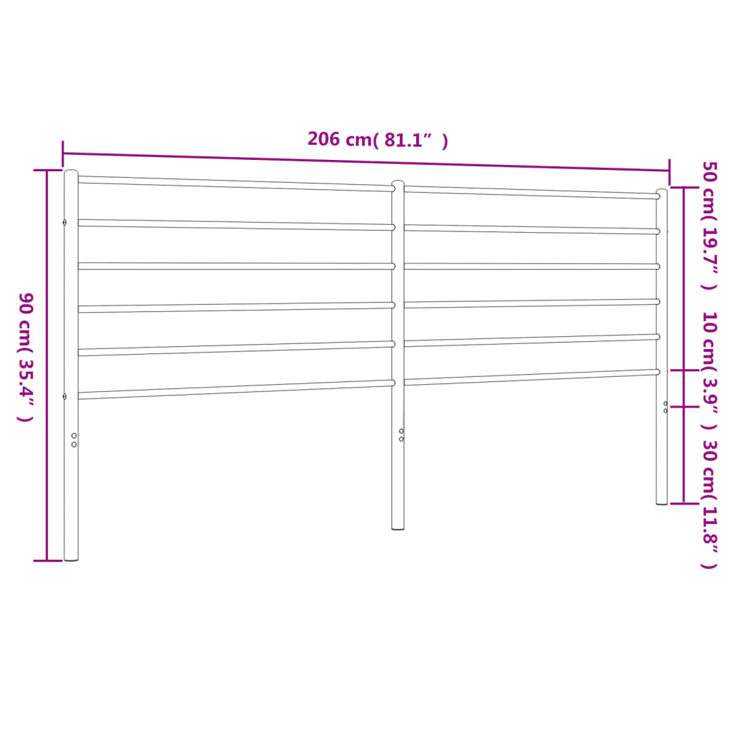 vidaXL metallist voodipeats, must, 200 cm