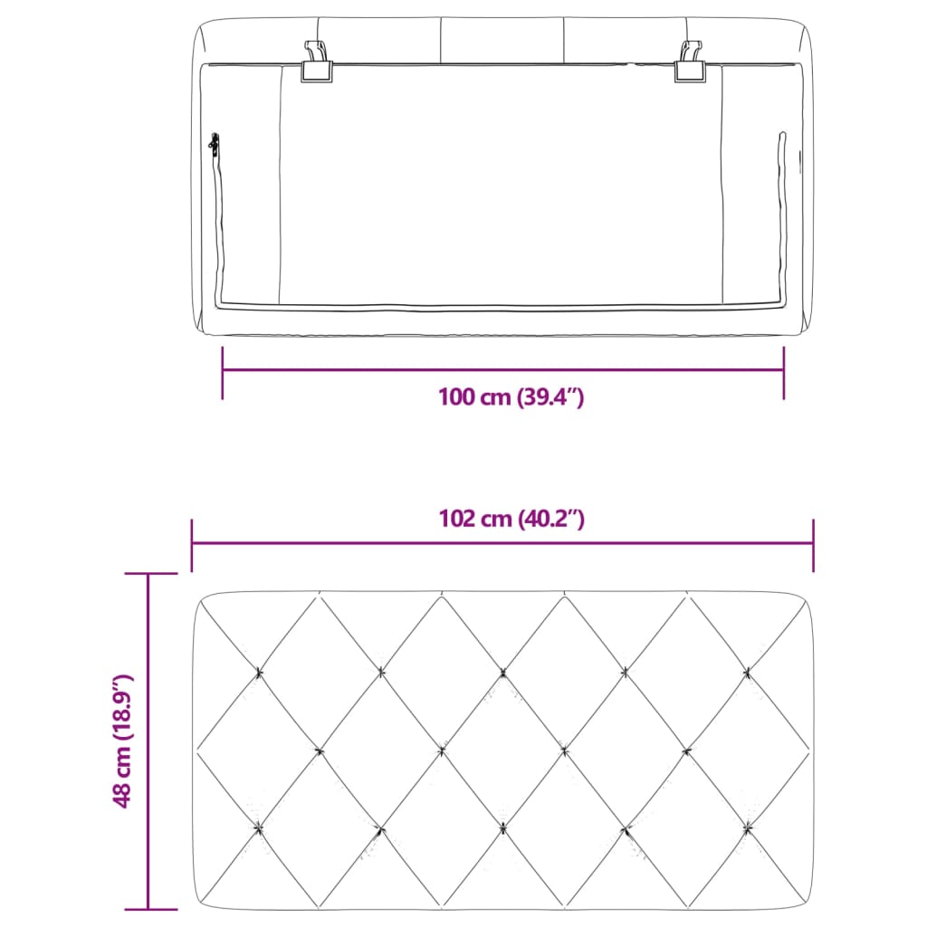 vidaXL voodipeatsi padi, helehall, 100 cm, samet