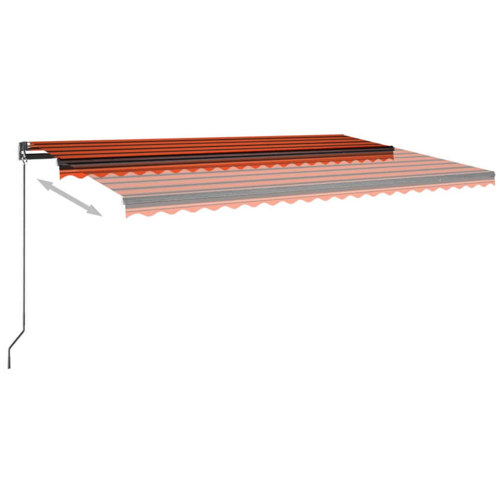 vidaXL automaatne varikatus LED, tuuleandur, 500 x 300 cm oranž/pruun