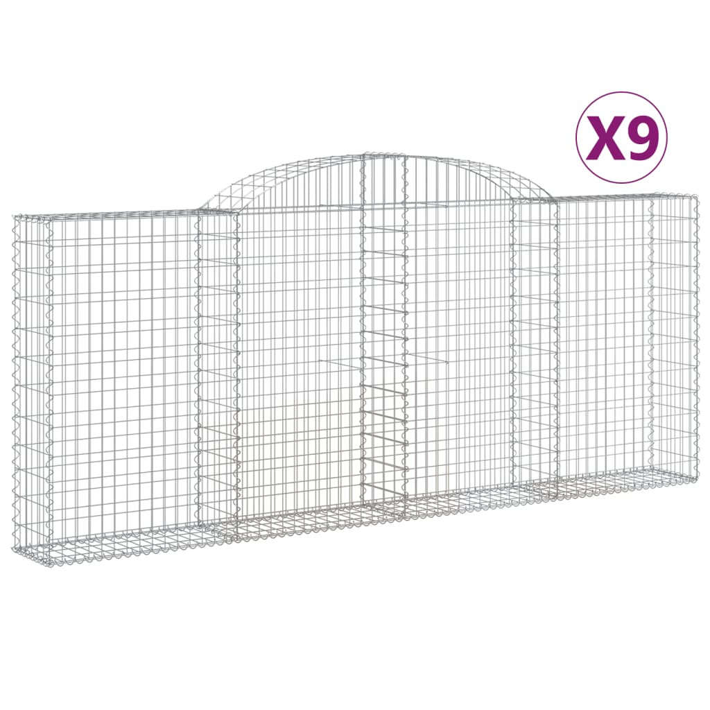 vidaXL kaarekujulised gabioonkorvid 9 tk, 300x30x120/140 cm, raud