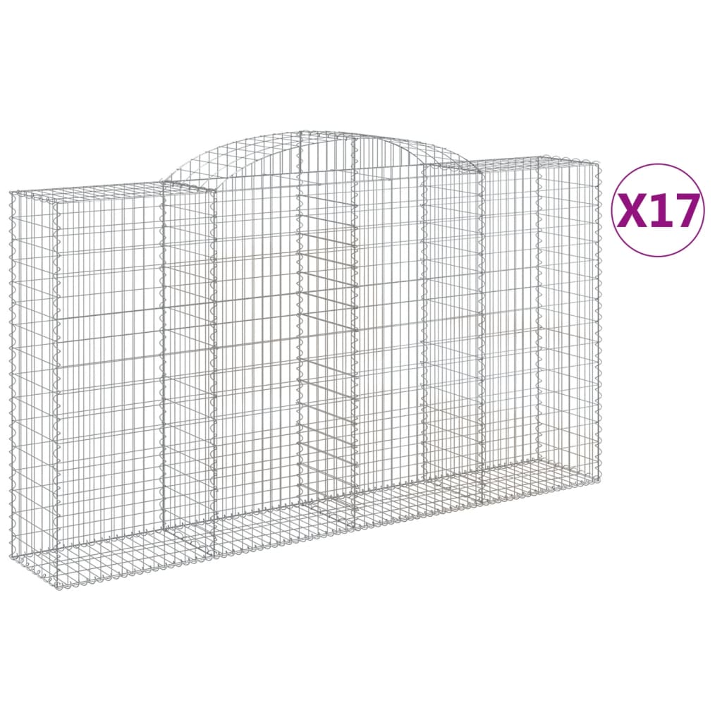 vidaXL kaarekujulised gabioonkorvid 17 tk, 300x50x160/180 cm, raud