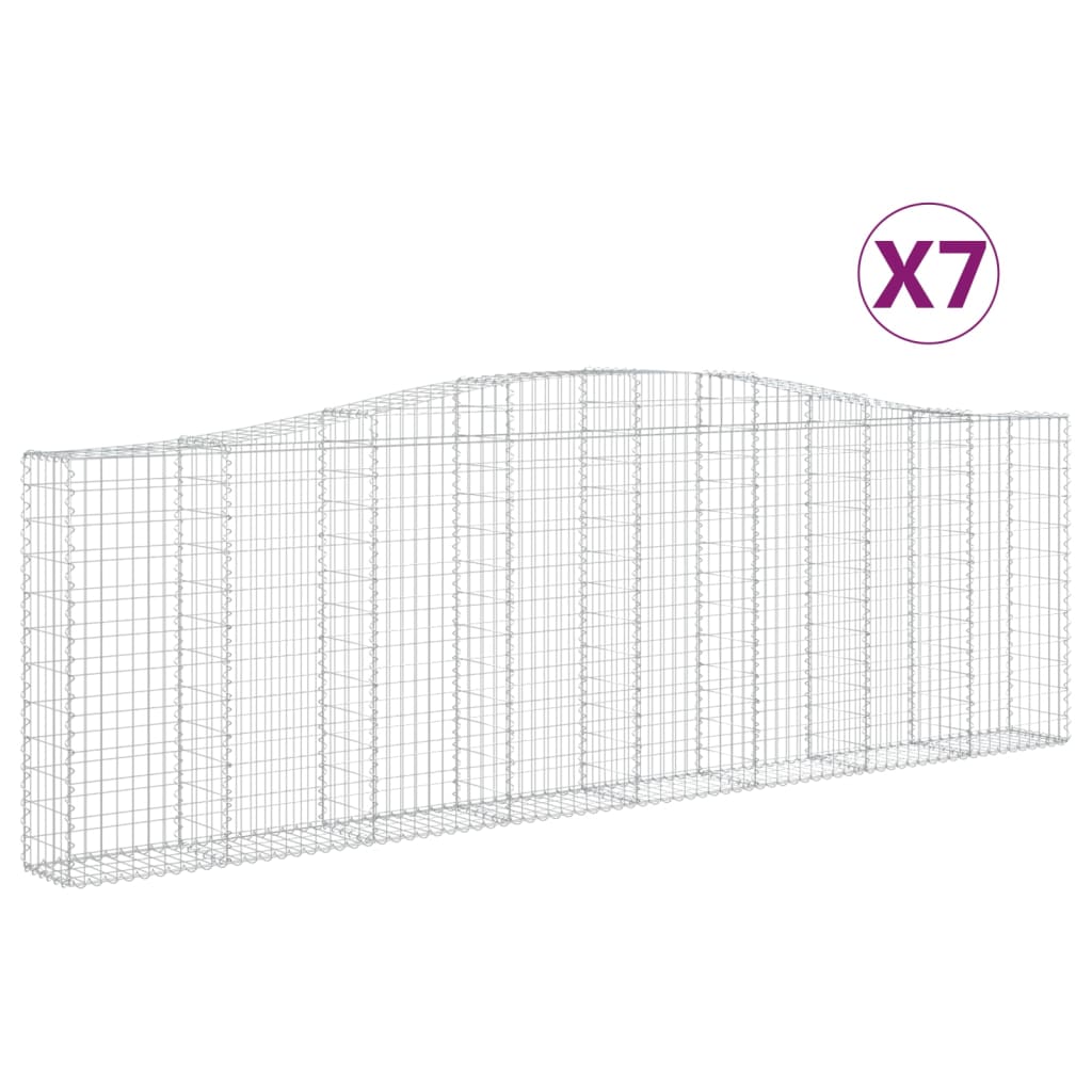 vidaXL kaarekujulised gabioonkorvid 7 tk, 400x30x120/140 cm, raud