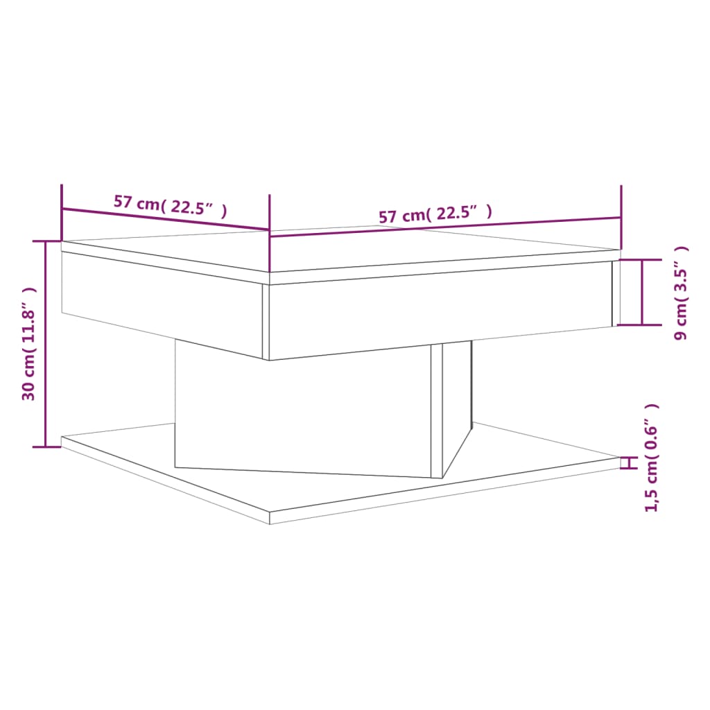 vidaXL kohvilaud, pruun tamm, 57 x 57 x 30 cm, tehispuit