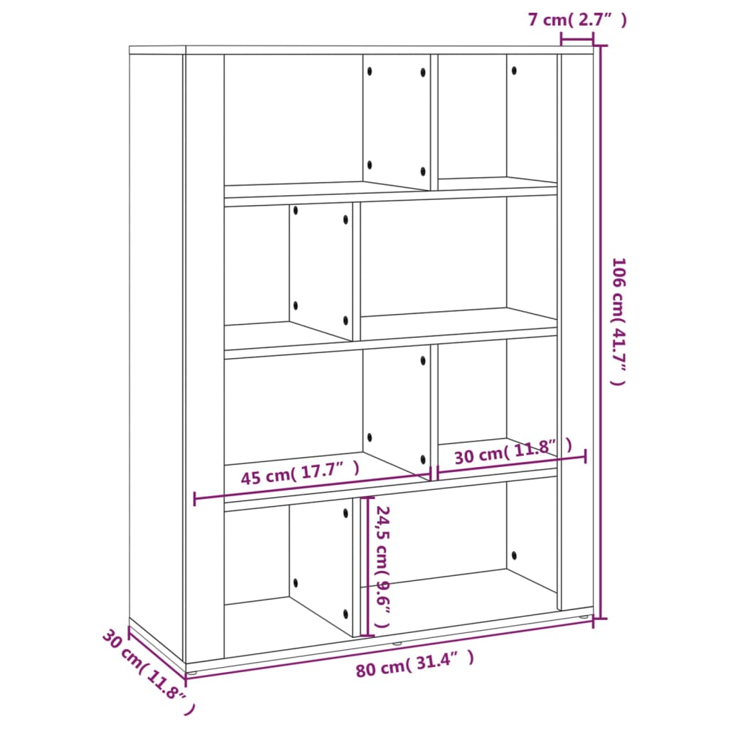 vidaXL puhvetkapp, hall Sonoma tamm, 80x30x106 cm, tehispuit