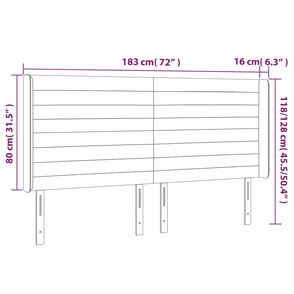 vidaXL LED-voodipeats, tumehall, 183x16x118/128 cm, samet