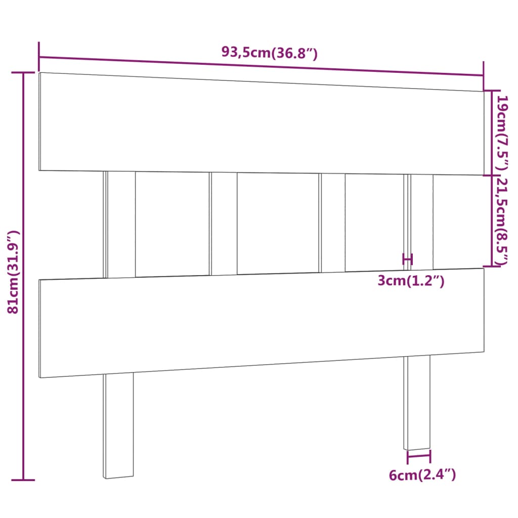 vidaXL voodipeats, must, 93,5 x 3 x 81 cm, männipuit