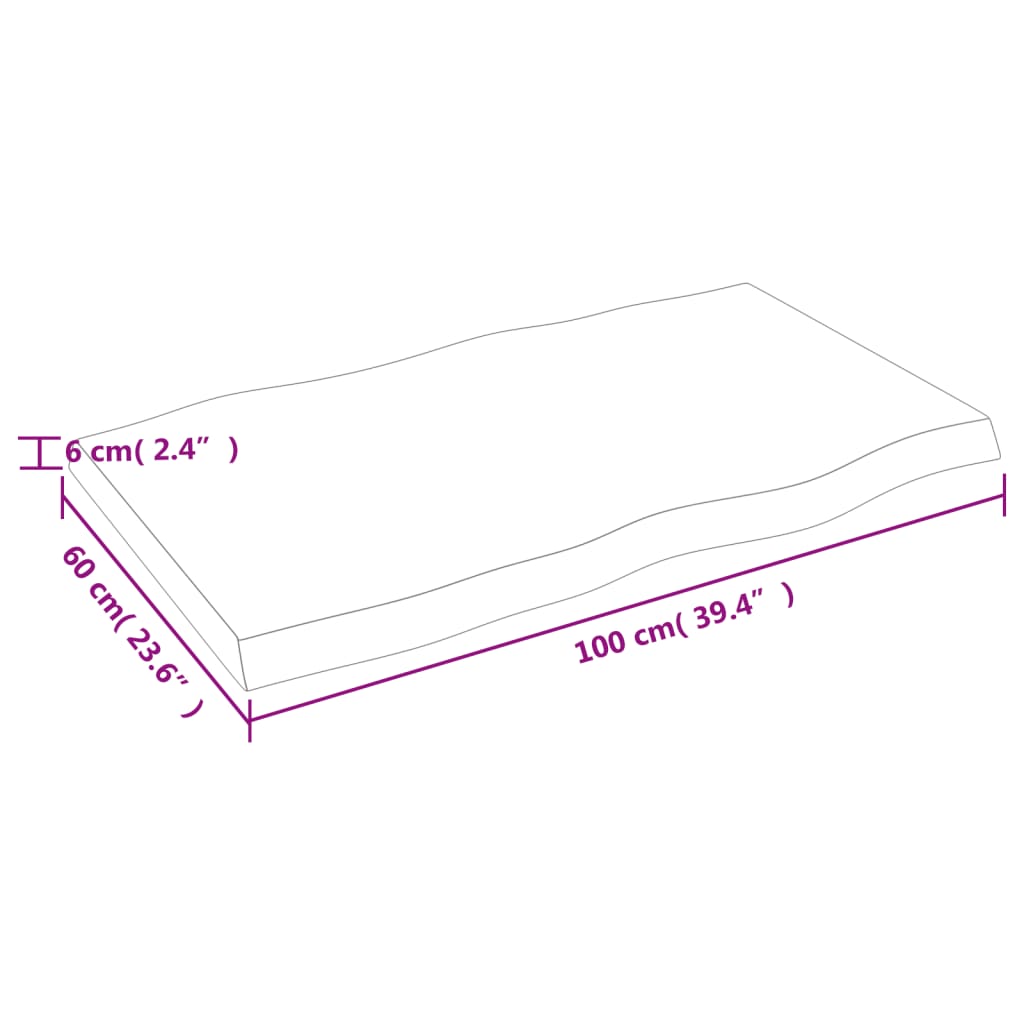 vidaXL lauaplaat, 100 x 60 x (2-6) cm, täispuit, naturaalsed servad