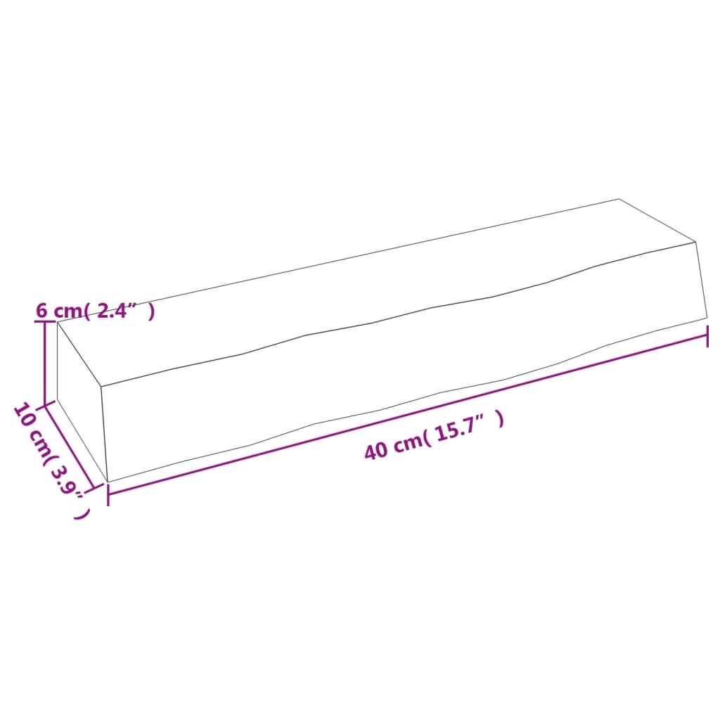 vidaXL seinariiul, helepruun, 40 x 10 x 6 cm, töödeldud tammepuit