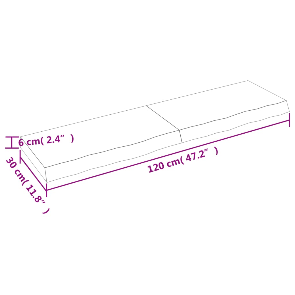 vidaXL seinariiul, tumepruun, 120x30x(2-6) cm, töödeldud tammepuit