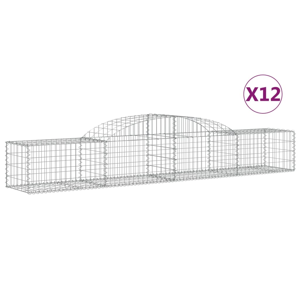 vidaXL kaarekujulised gabioonkorvid 12 tk, 300x50x40/60 cm, raud