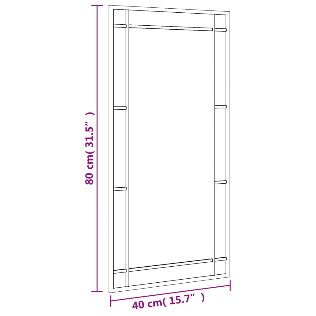 vidaXL seinapeegel, must, 40 x 80 cm, ristkülikukujuline, raud