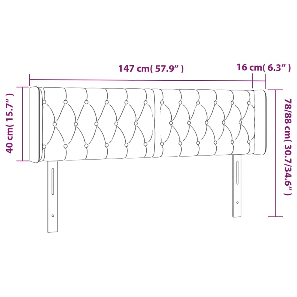 vidaXL voodipeats servadega, tumehall, 147x16x78/88 cm, samet