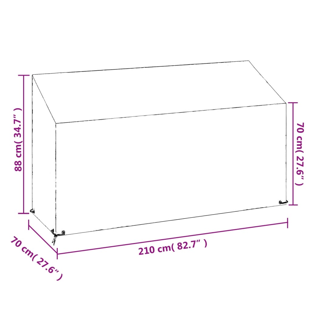 vidaXL aiakiige kate, 12 aasaga, 210 x 70 x 70/88 cm, polüetüleen