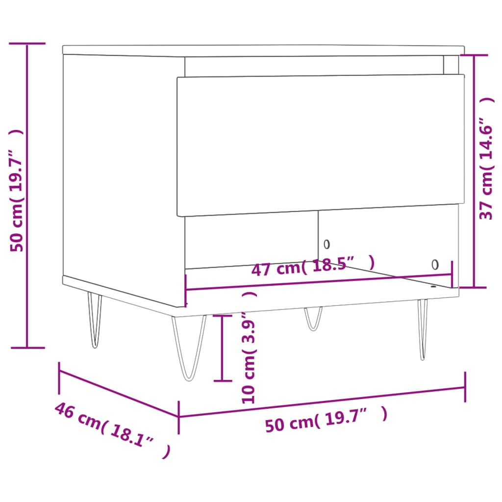 vidaXL kohvilauad 2 tk, valge, 50 x 46 x 50 cm, tehispuit