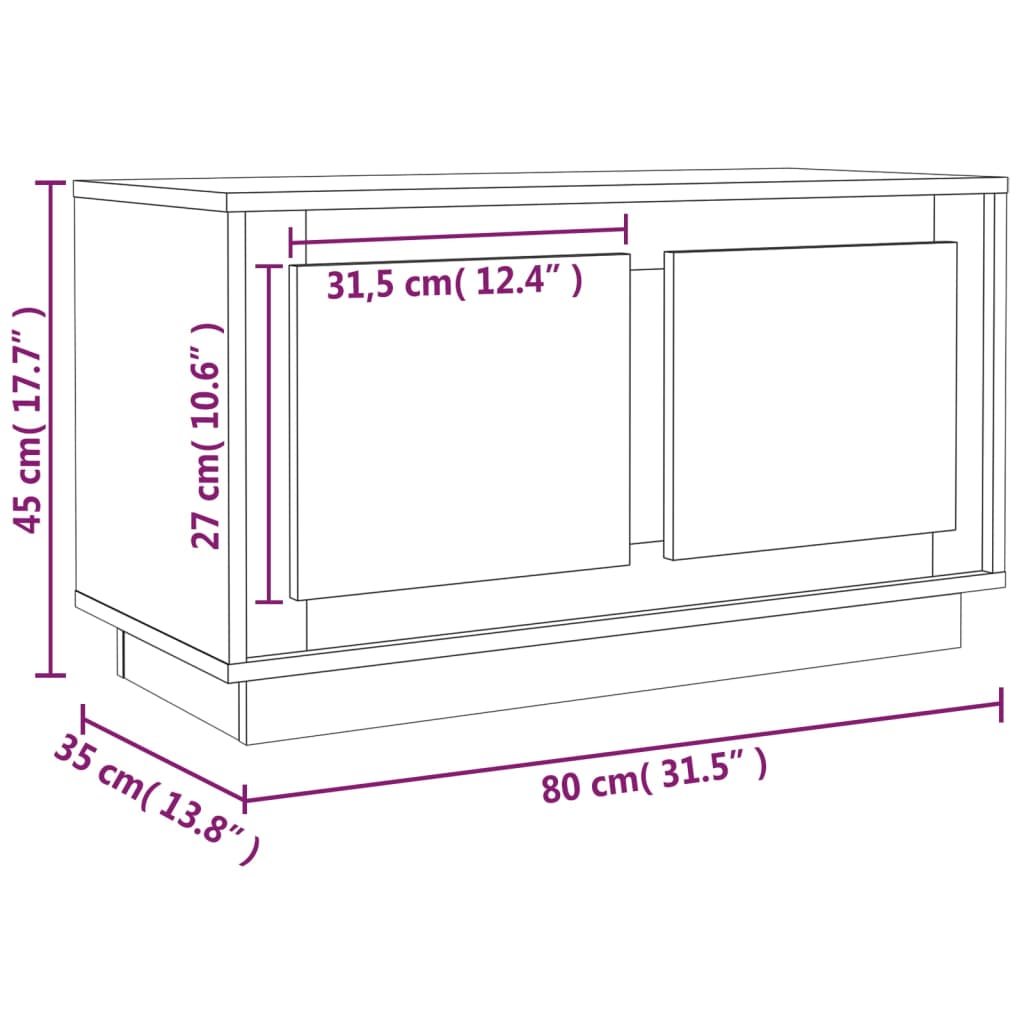 vidaXL telerikapp, hall Sonoma tamm, 80 x 35 x 45 cm, tehispuit