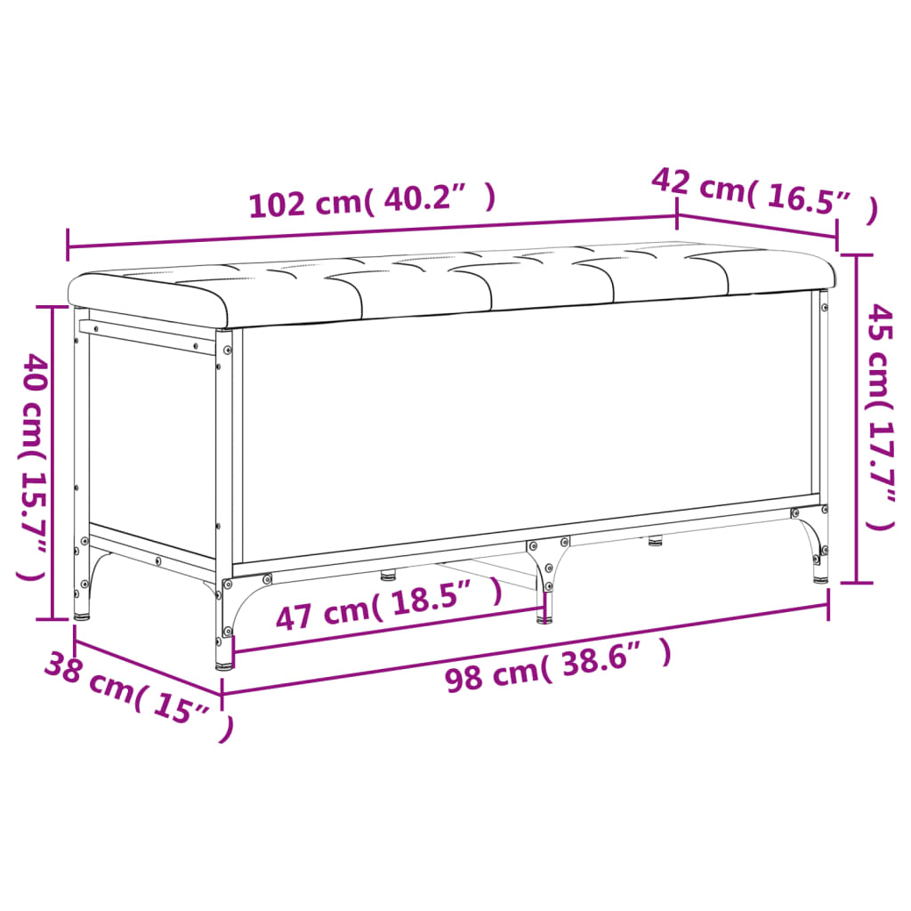 vidaXL hoiupink, Sonoma tamm, 102 x 42 x 45 cm, tehispuit