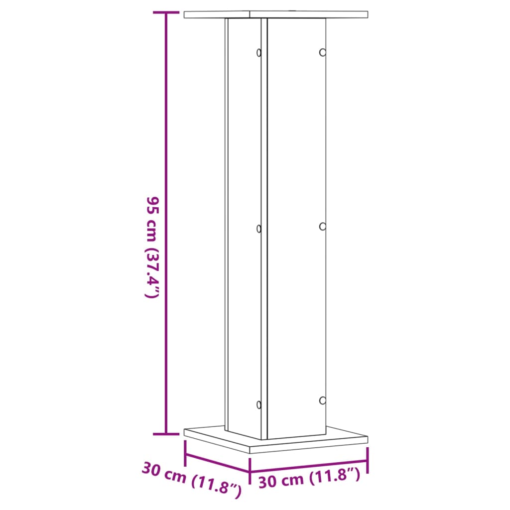 vidaXL taimealused 2 tk, must, 30x30x95 cm, tehispuit