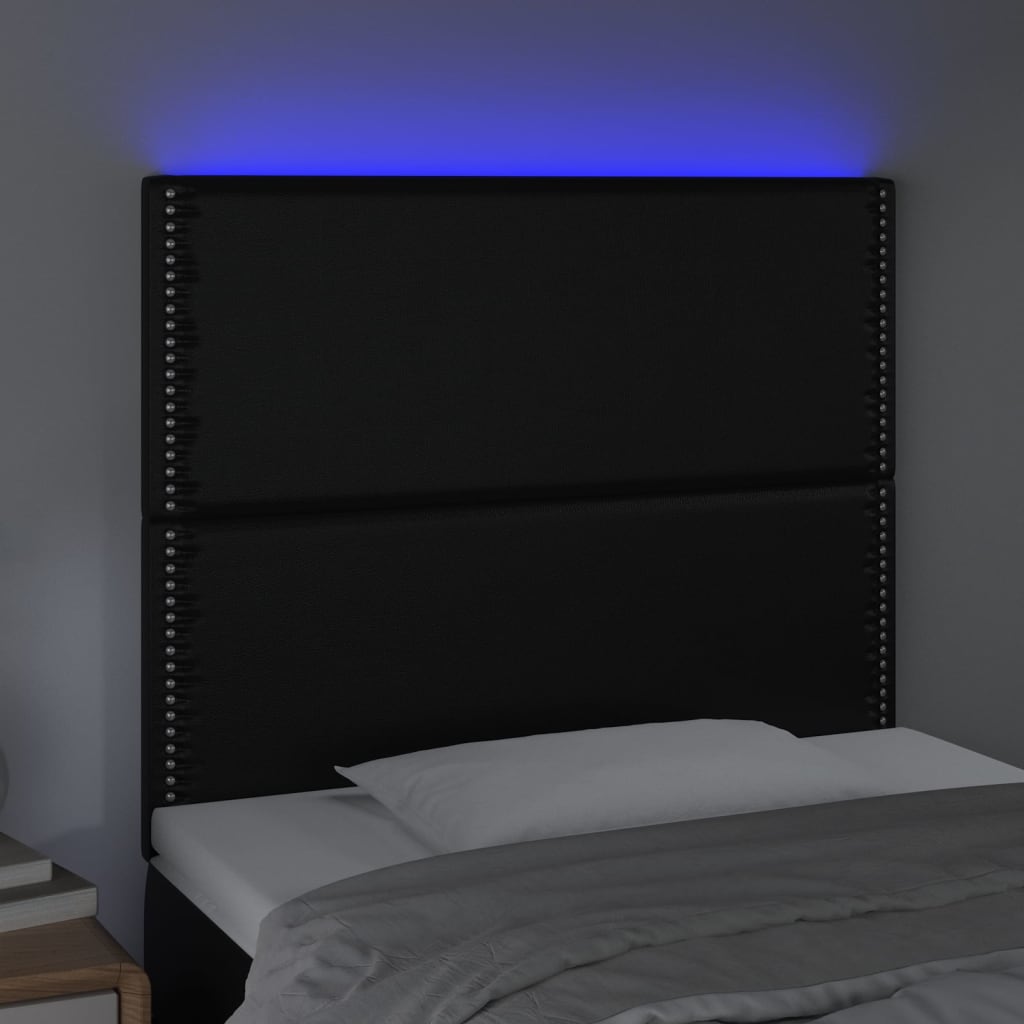 vidaXL LED-voodipeats, must, 100x5x118/128 cm, kunstnahk