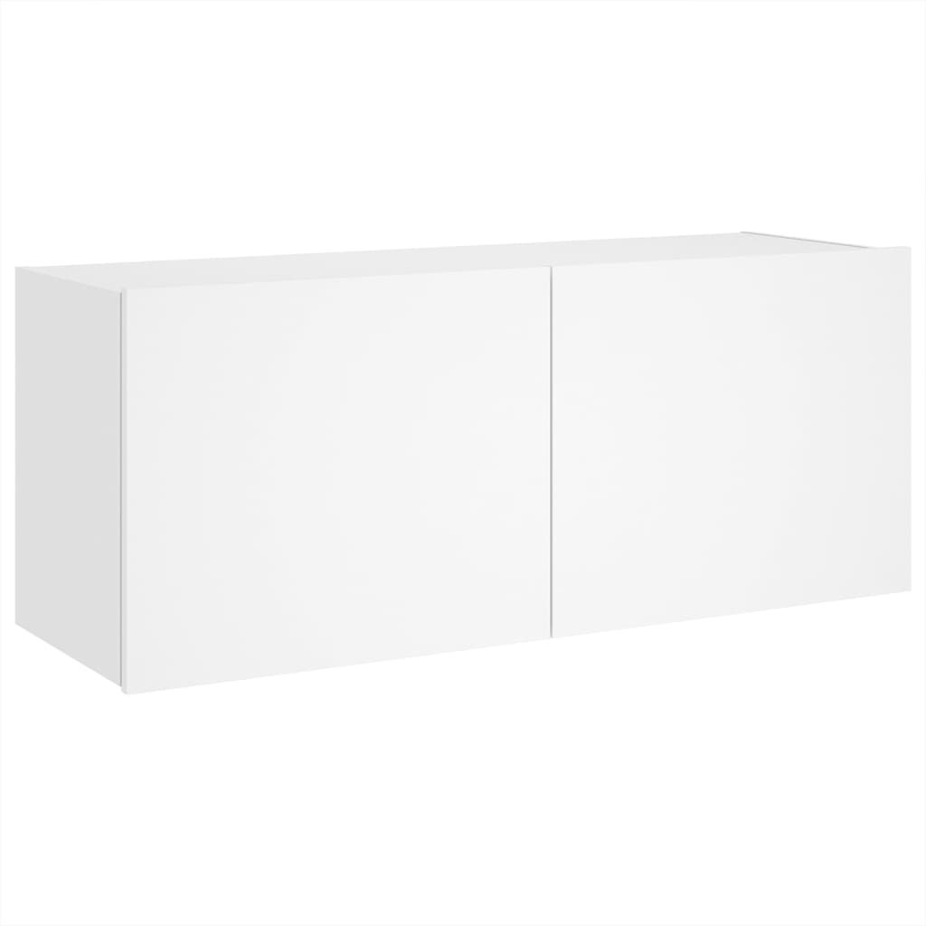 vidaXL teleri seinakapp LED-tuledega, valge, 100 x 35 x 41 cm