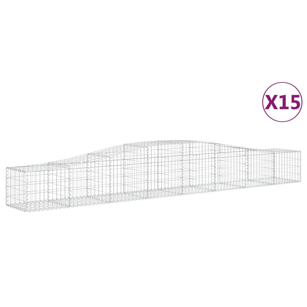 vidaXL kaarekujulised gabioonkorvid 15 tk, 400x50x40/60 cm, raud