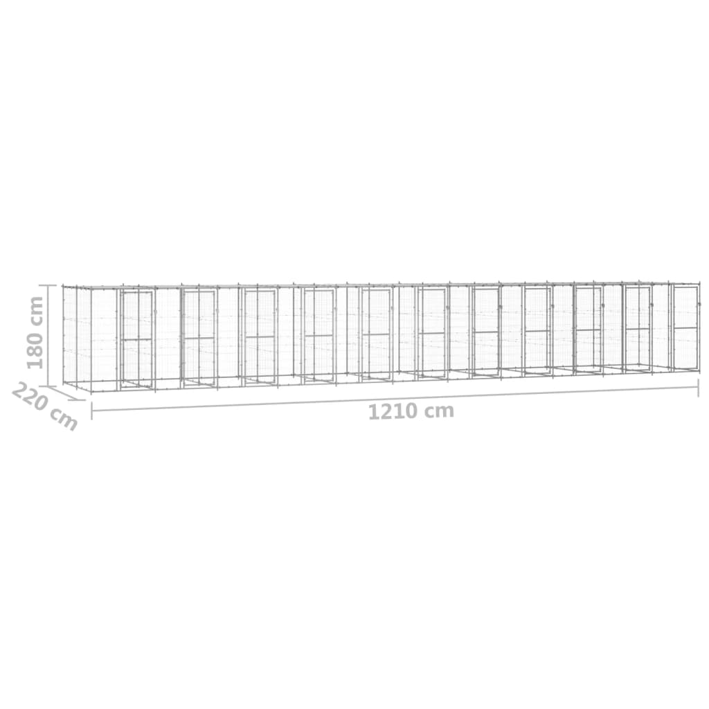 vidaXL koeraaedik katusega, tsingitud teras, 26,62 m²