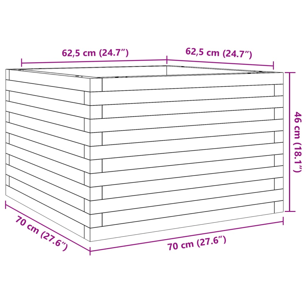 vidaXL aia taimekast, 70x70x46 cm, immutatud männipuit