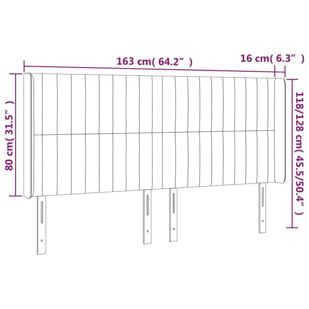 vidaXL voodipeats servadega, tumeroheline, 163x16x118/128 cm, samet