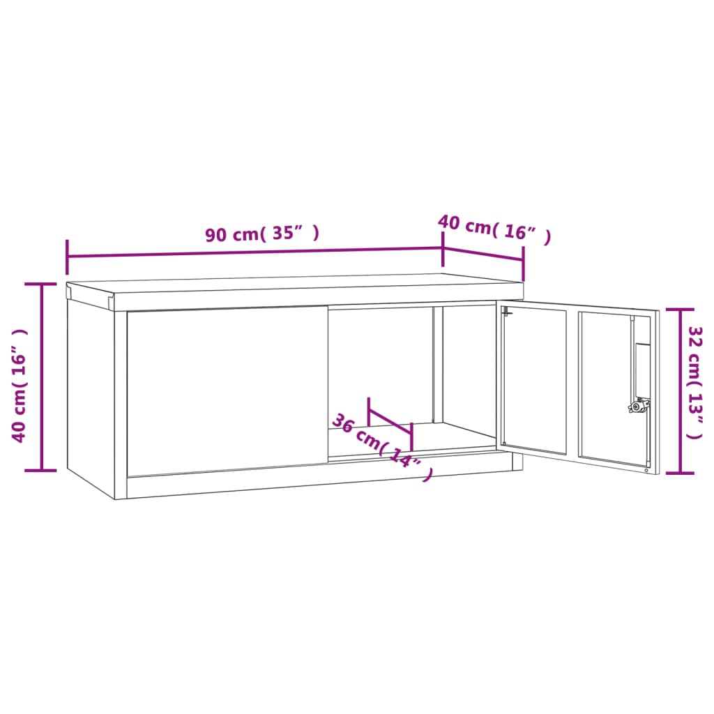 vidaXL dokumendikapp, helehall, 90 x 40 x 145 cm, teras