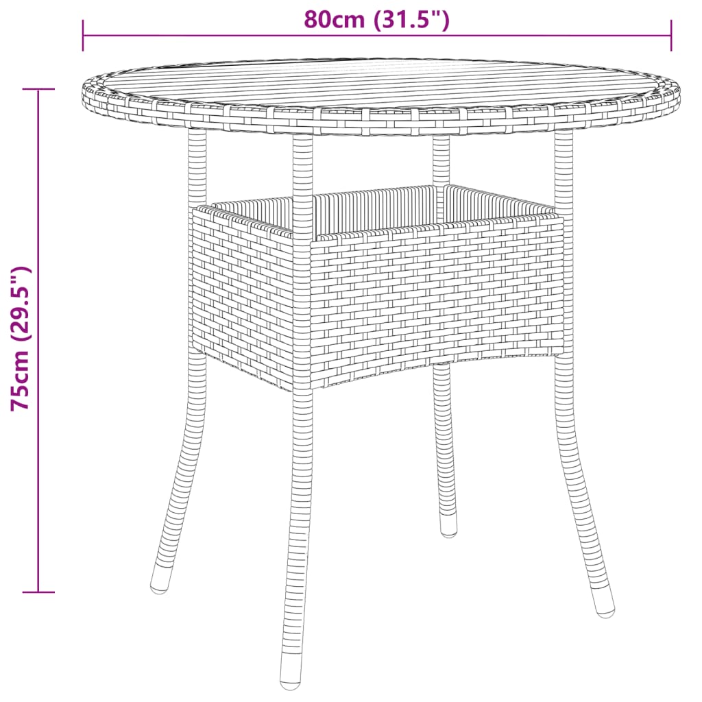 vidaXL 3-osaline aiamööbli komplekt, polürotang, must