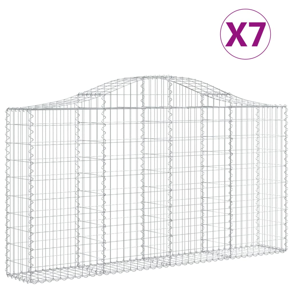 vidaXL kaarekujulised gabioonkorvid 7 tk, 200x30x100/120 cm, raud