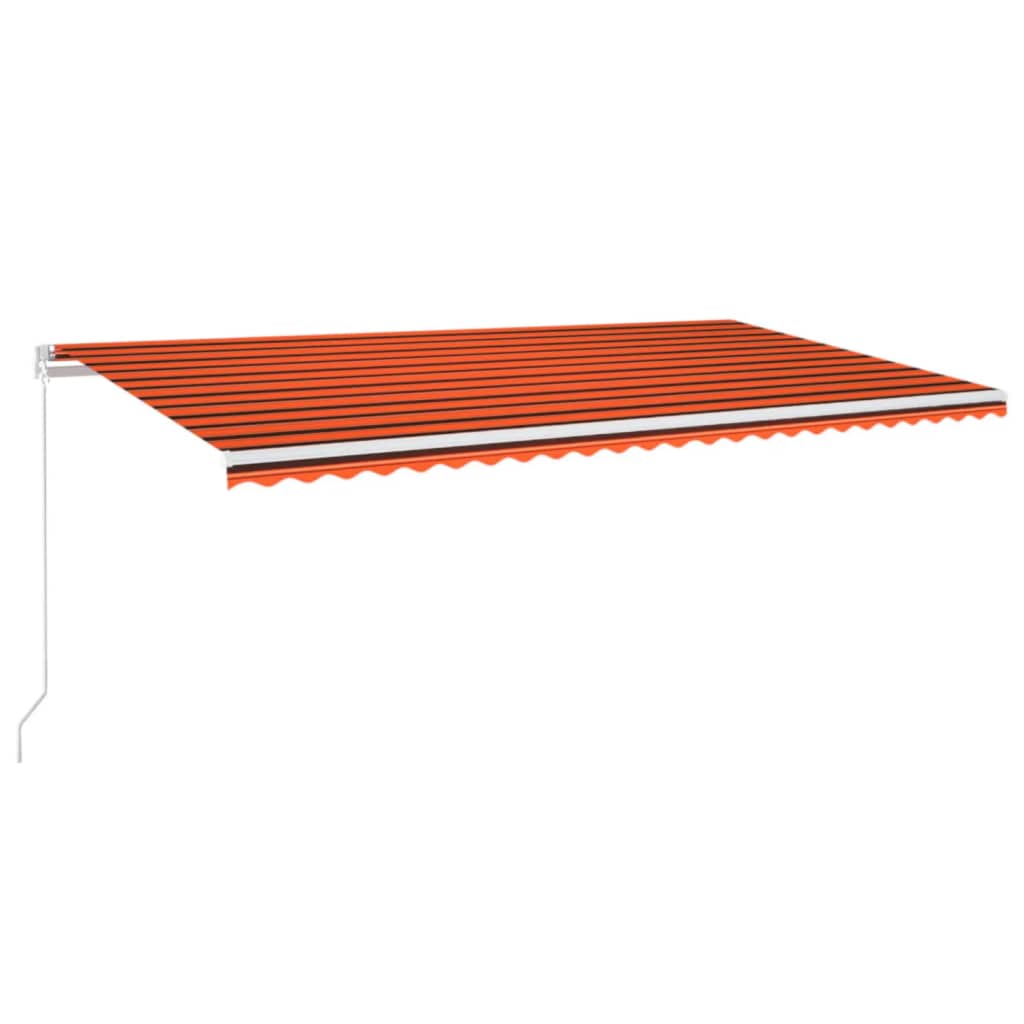 vidaXL käsitsi sissetõmmatav varikatus LED, 600x350 cm, oranž ja pruun