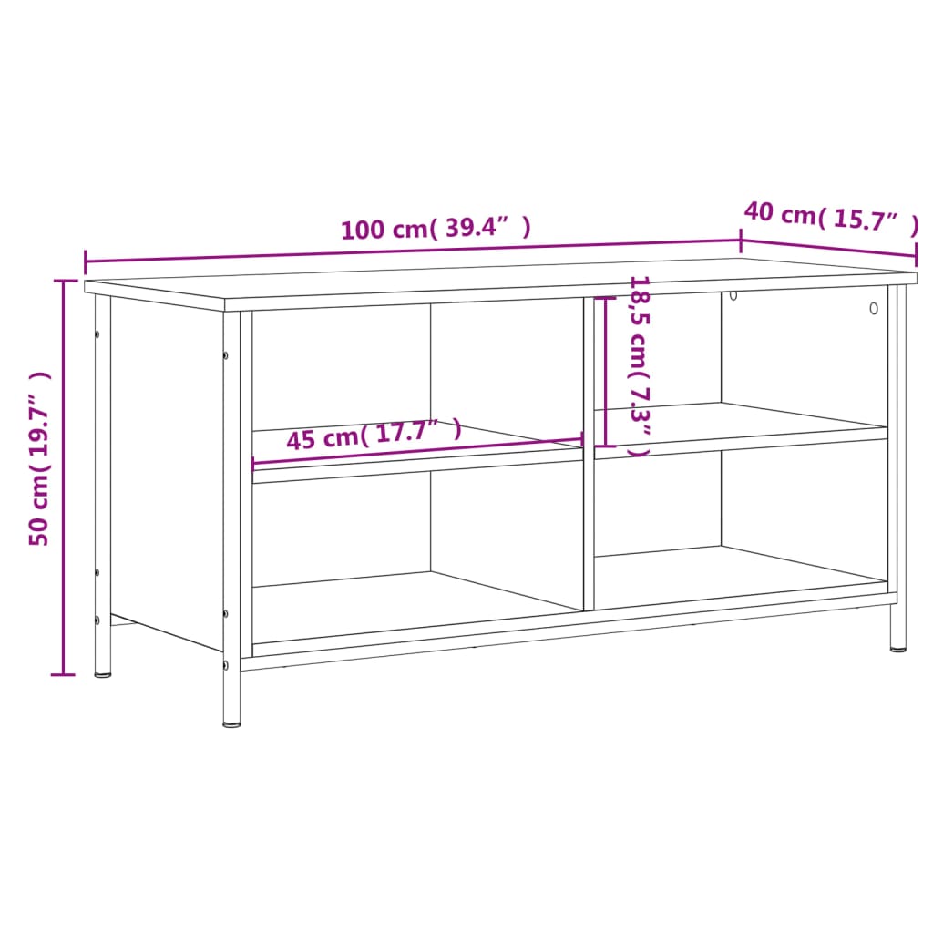 vidaXL telerikapp, hall Sonoma, 100x40x50 cm, tehispuit