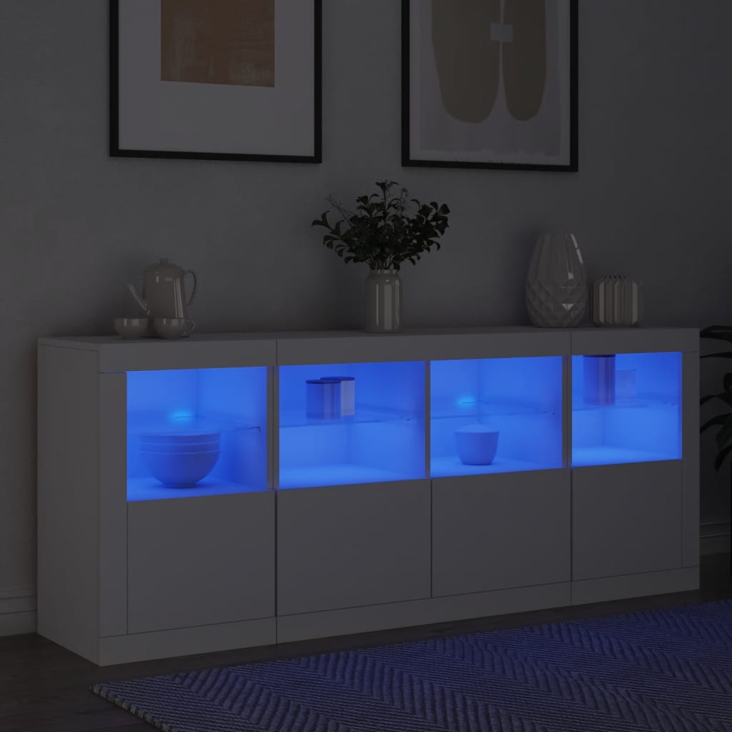 vidaXL puhvetkapp LED-tulega, valge, 163 x 37 x 67 cm