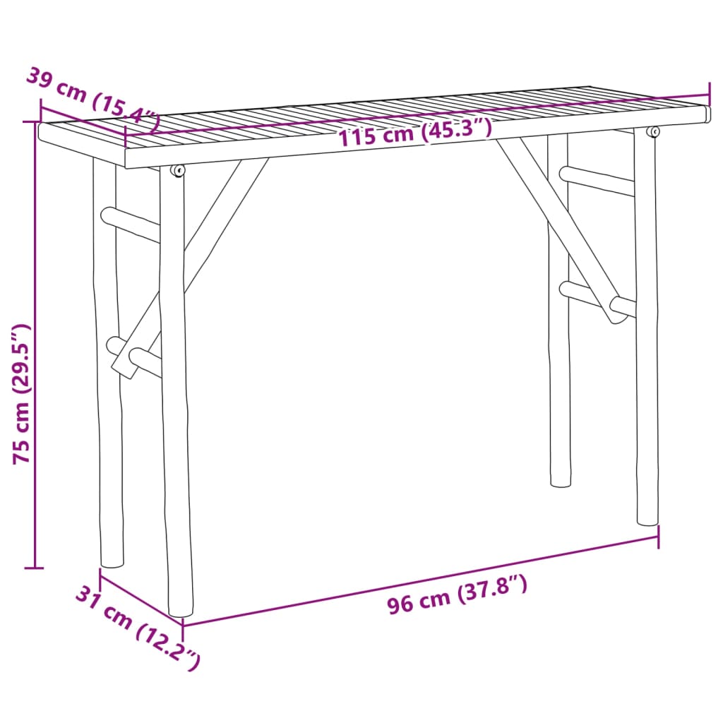 vidaXL konsoollaud, 115 x 39 x 75 cm, bambus